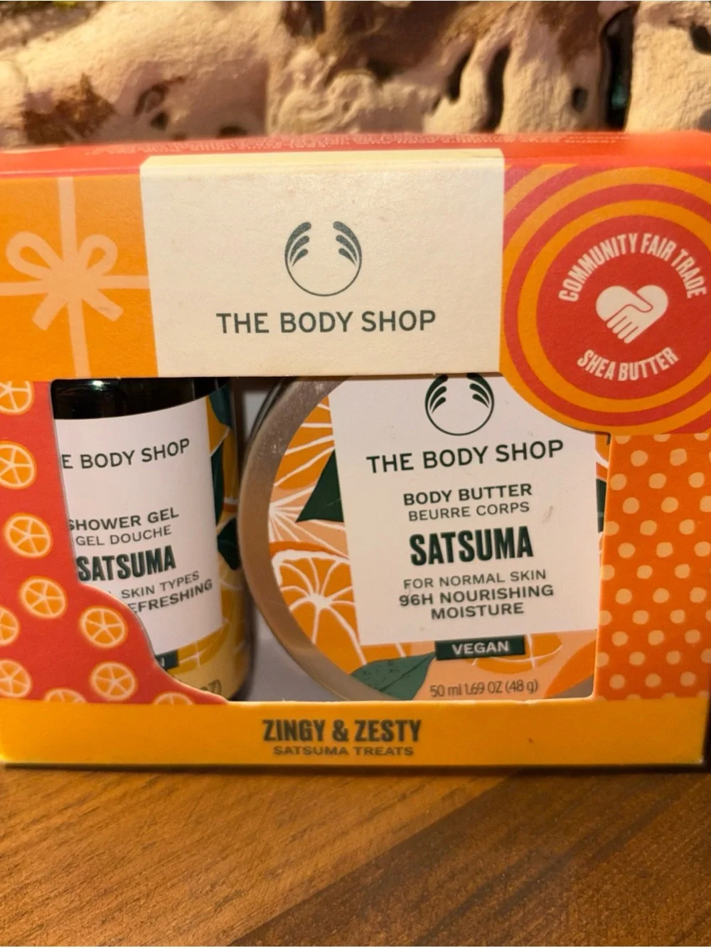 The Body Shop Zingy & Zesty Satsuma Treats Shea Butter Shower Gel Set NEW READ